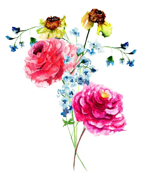 Lindas flores de peônia e gerber — Fotografia de Stock