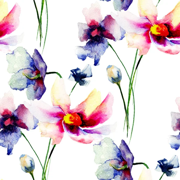 Seamless wallpapers with Decorative Gerber flowers — Stock Photo, Image