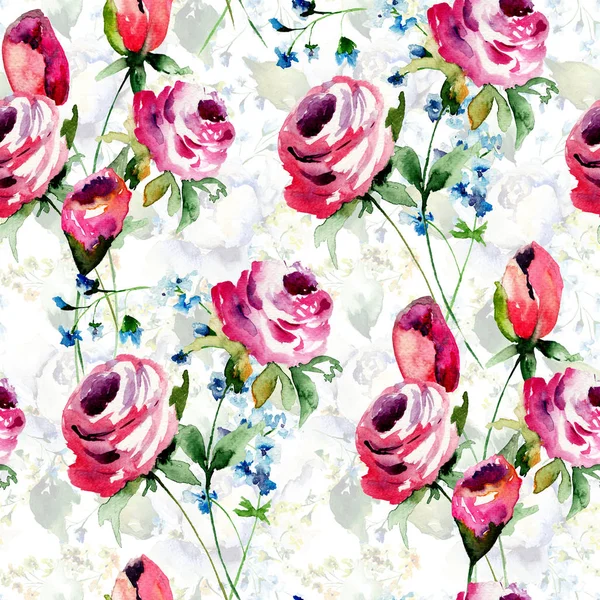 Seamless wallpaper with Roses flowers — Stock Photo, Image