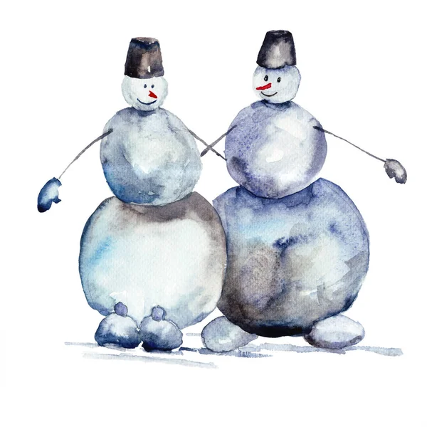 Vánoční přání s snowmans — Stock fotografie
