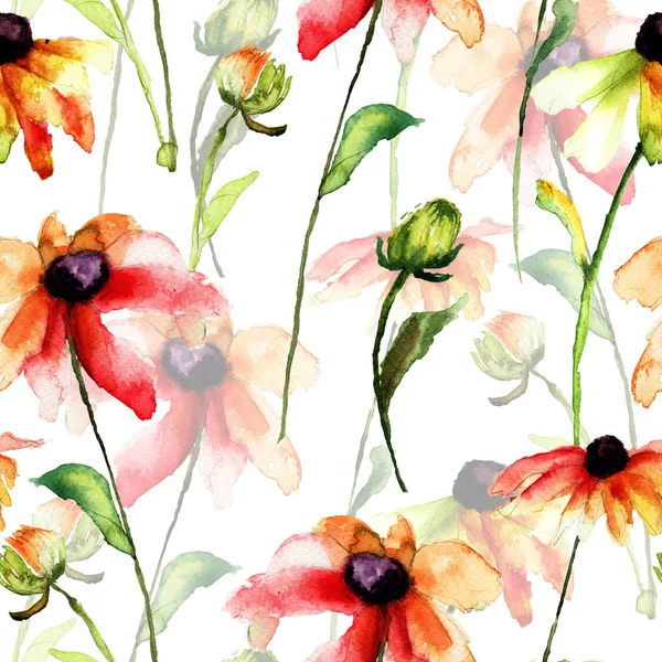 Αδιάλειπτη μοτίβο με μαργαρίτα λουλούδια — Φωτογραφία Αρχείου