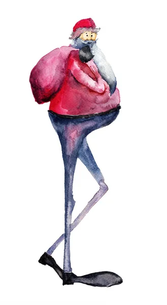 Père Noël, aquarelle illustration — Photo