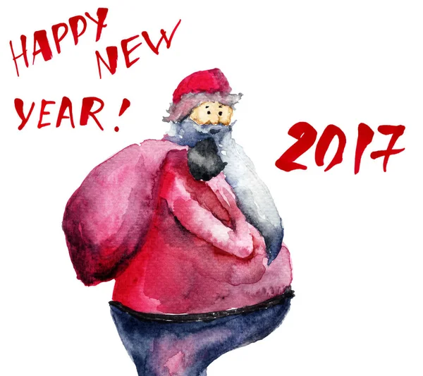 Babbo Natale con il titolo felice anno nuovo — Foto Stock