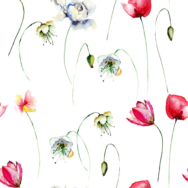 Papatya çiçekleri ile sorunsuz duvar kağıdı — Stok fotoğraf