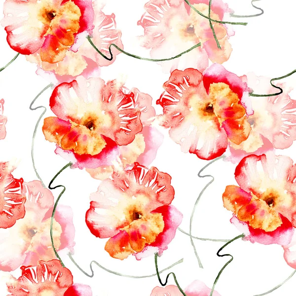 Nahtlose Tapete mit schönen rosa Blumen — Stockfoto