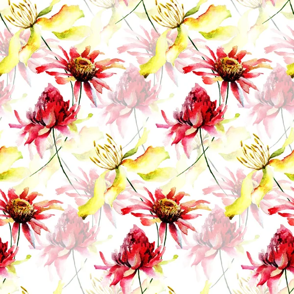 Wzór z kolorowych kwiatów dzikiego — Zdjęcie stockowe