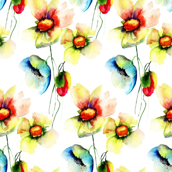 Wzór z stylizowane kwiaty lato — Zdjęcie stockowe