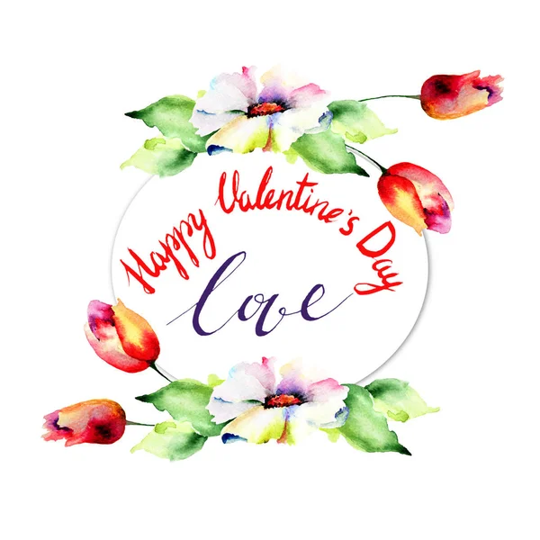 Original floral background with flowers and title love