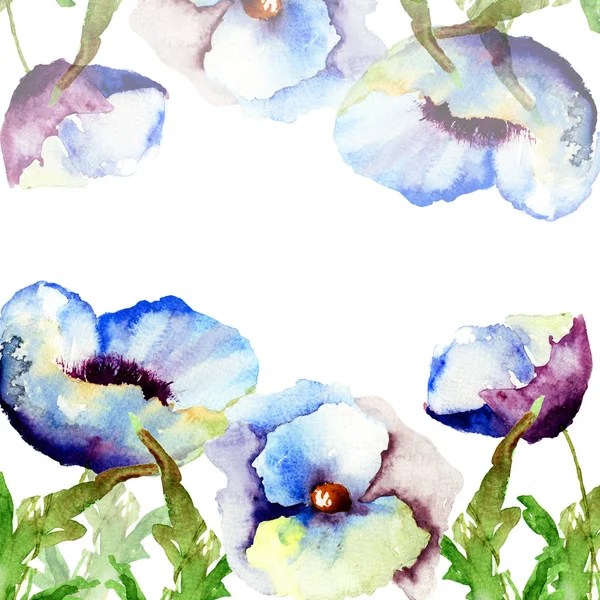 Modelo para cartão com flores azuis — Fotografia de Stock