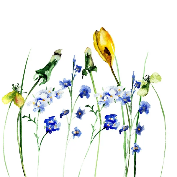 Ursprungliga blommig bakgrund med blommor — Stockfoto