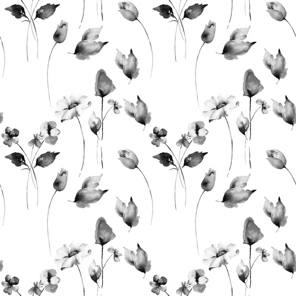 Seamless pattern with wild flowers — Stock Photo, Image