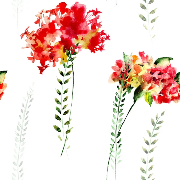 Ortanca çiçek ile çiçek seamless modeli — Stok fotoğraf
