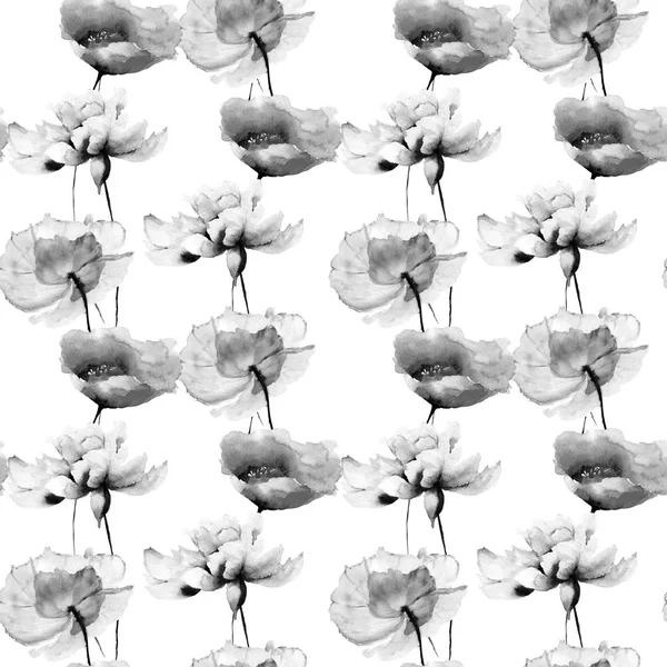 Seamless pattern with Tulips and Peony flowers — Stock Photo, Image