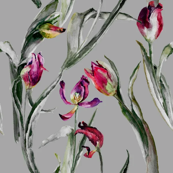 Bezešvé vzor květy tulipánů — Stock fotografie