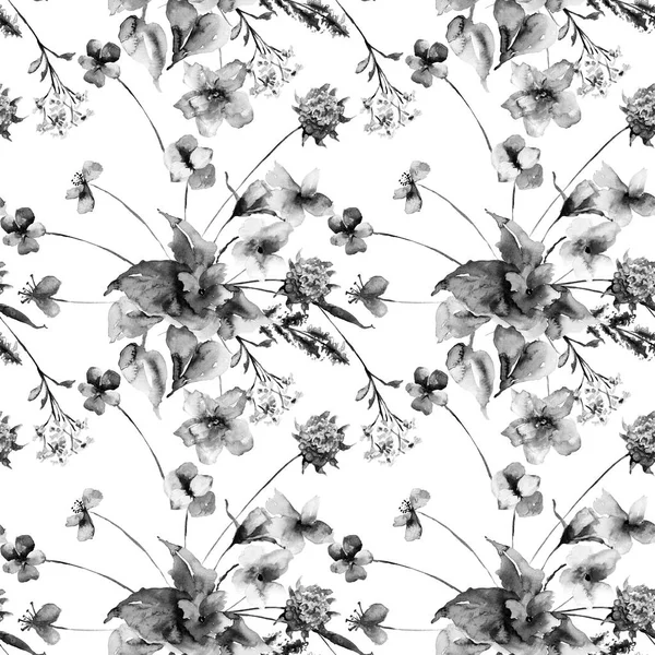 Seamless pattern with Colorful wild flowers — Stock Photo, Image