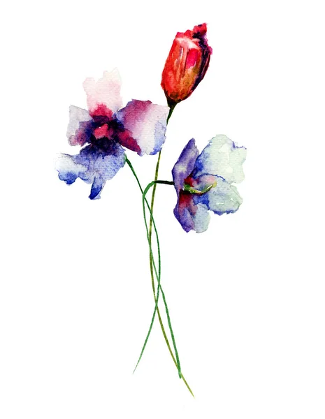 Romantikus virágok zökkenőmentes minta — Stock Fotó