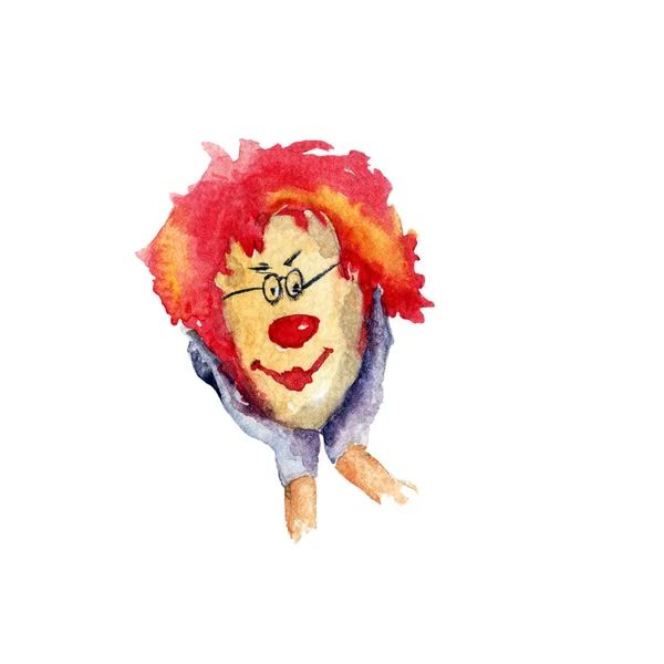 Клоун, акварель ілюстрація — стокове фото
