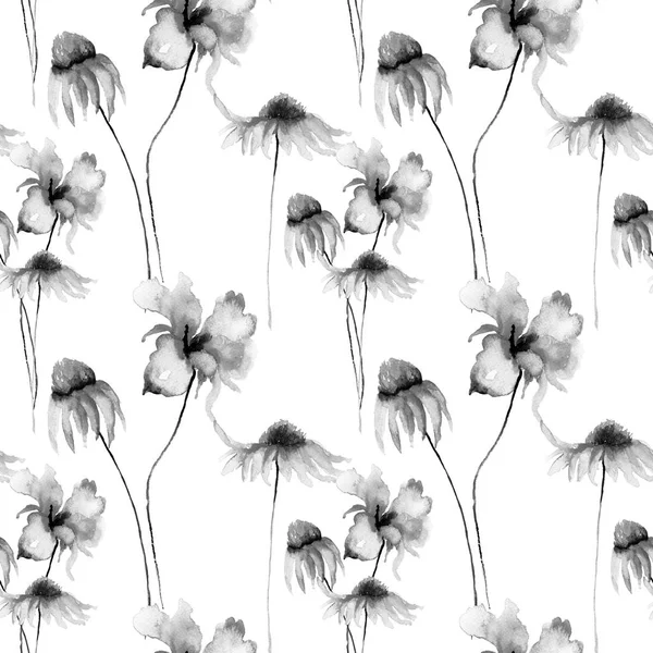 Seamless mönster med Gerber och vallmo blommor — Stockfoto