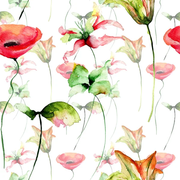 Seamless wallpapers wild flowers — Stock Photo, Image