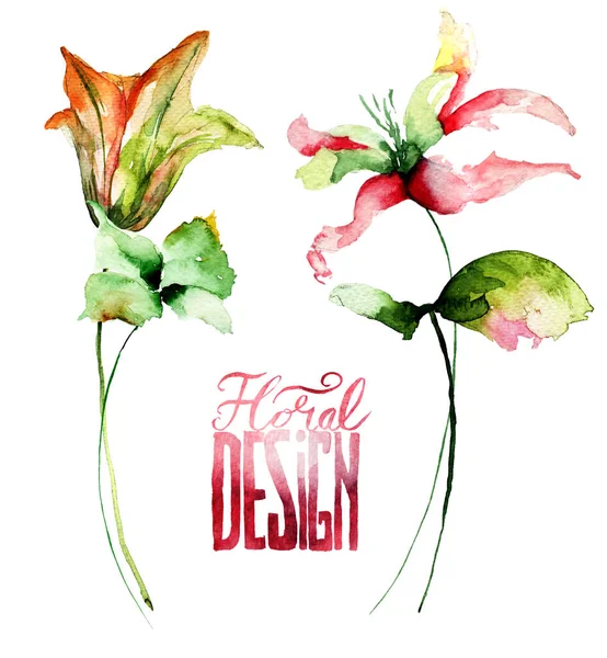 Plantilla para tarjeta con flores silvestres con título Diseño floral —  Fotos de Stock