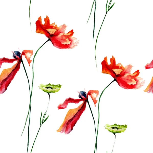 Stylized Poppy flowers illustration — Stock Photo, Image