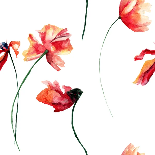 Original seamless pattern with Poppies flowers — Stock Photo, Image