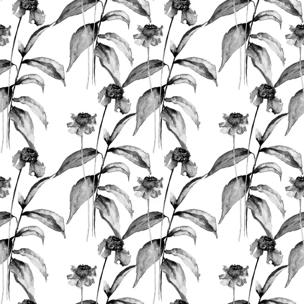 Fondo de pantalla sin costuras monocromo con flores de gerberas de verano — Foto de Stock