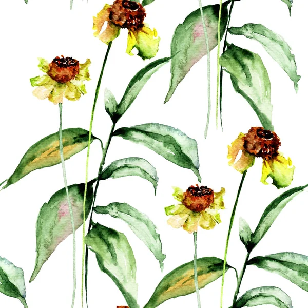 Nahtlose Tapete mit Sommer-Gerbera-Blumen — Stockfoto