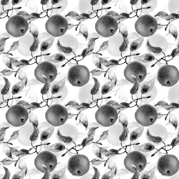 Monochroom naadloze patroon met apple — Stockfoto