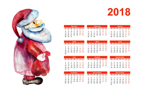 Calendar 2018 with Santa Claus — Stock Photo, Image