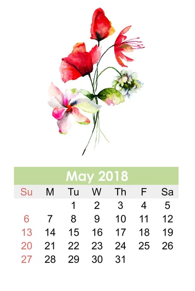 Dekorativer Kalender für 2018 — Stockfoto