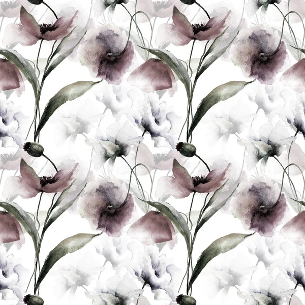 Άνευ ραφής ταπετσαρία με ανοιξιάτικα λουλούδια — Φωτογραφία Αρχείου