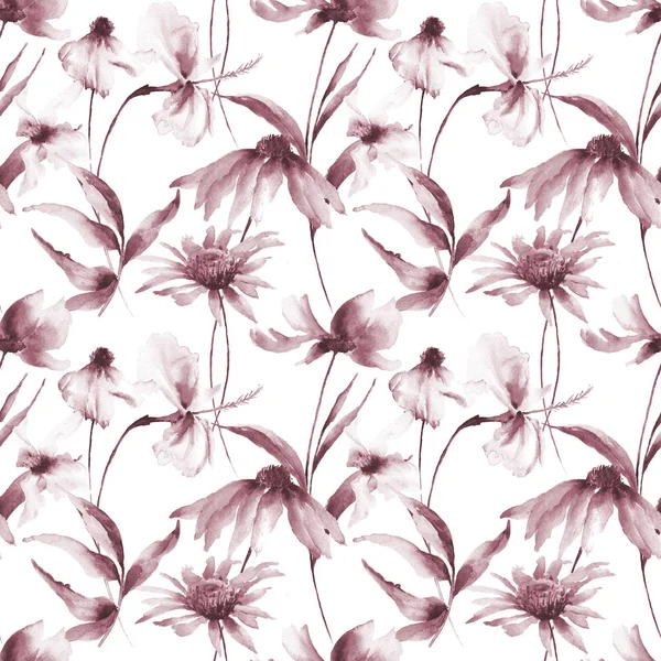 Seamless pattern with Gerber and Cosmea flowers — ストック写真