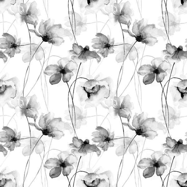 程式化的花朵水彩插图 — 图库照片