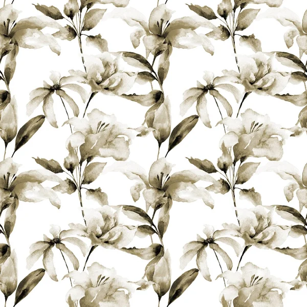 Seamless wallpaper with Lily flowers — Stock Photo, Image