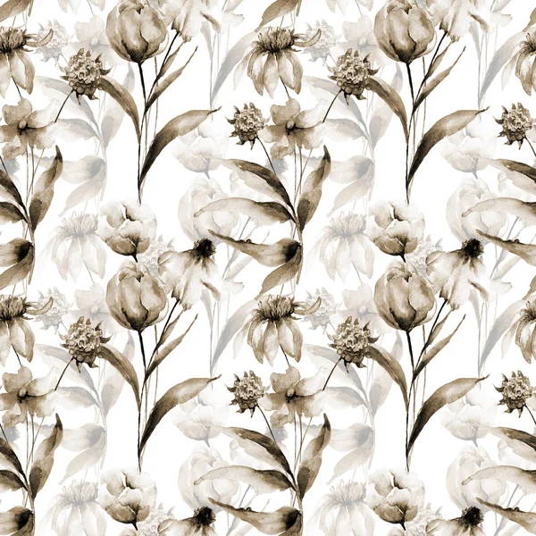Naadloze behang met wilde bloemen — Stockfoto