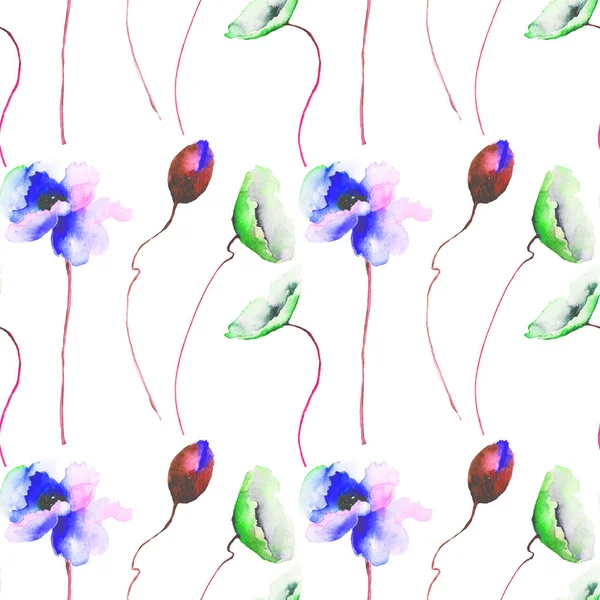 Patrón Sin Costuras Con Flores Acuarela Elementos Florales Dibujados Mano — Foto de Stock