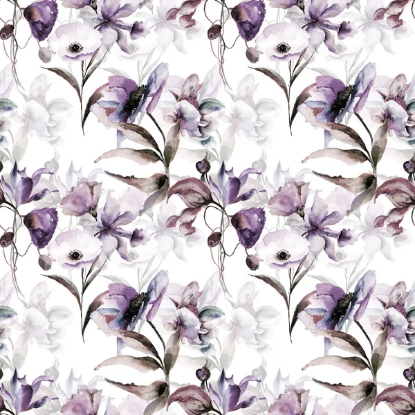 Nahtloses Muster mit schönen Blumen — Stockfoto