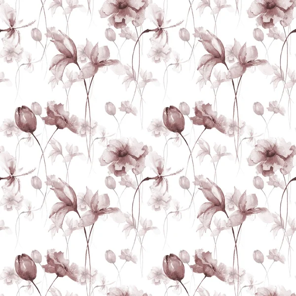 Seamless wallpaper with decorative wild flowers — Stock Photo, Image