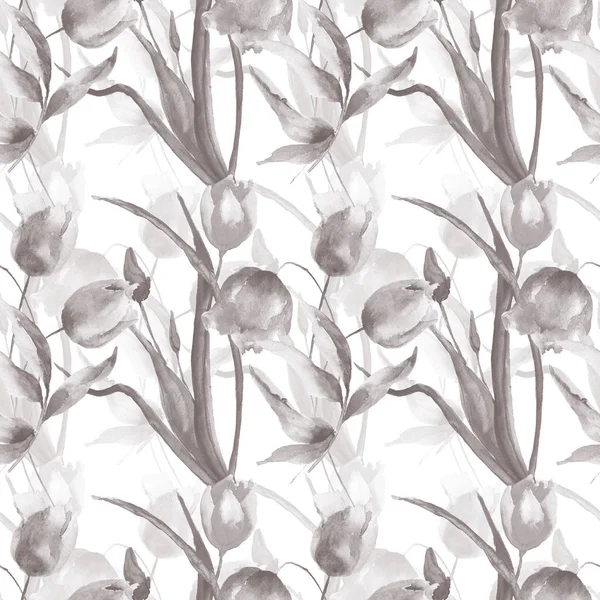 Seamless wallpaper with Tulips flowers — Stock Photo, Image