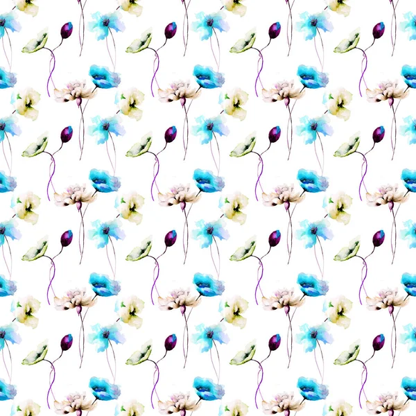Naadloze Patroon Met Gestileerd Bloemen Aquarel Illustratio — Stockfoto