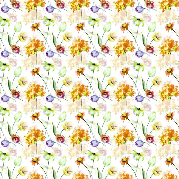 Seamless pattern with Original flowers — Stock Photo, Image