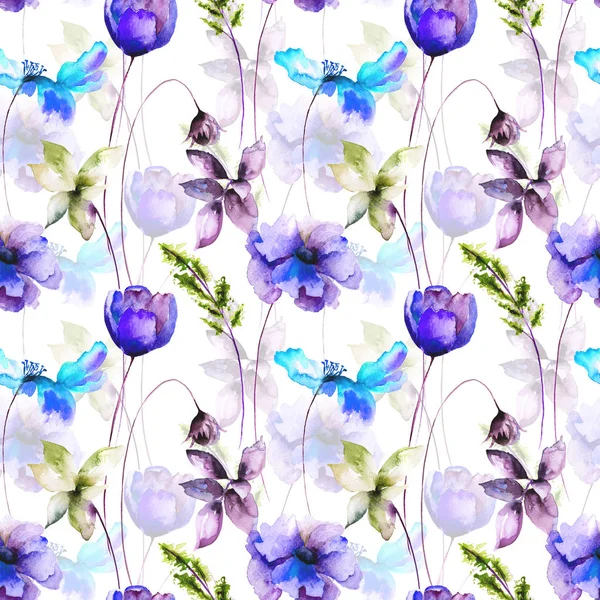 Nahtloses Muster Mit Wildblumen Aquarell Illustratio Stockbild