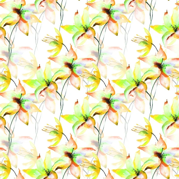 ユリの花でシームレスな壁紙 — ストック写真