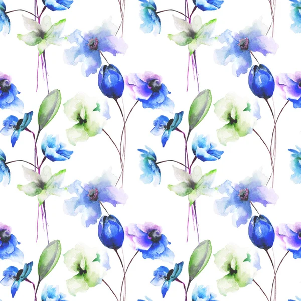 Wzór z kolorowych kwiatów dzikiego — Zdjęcie stockowe