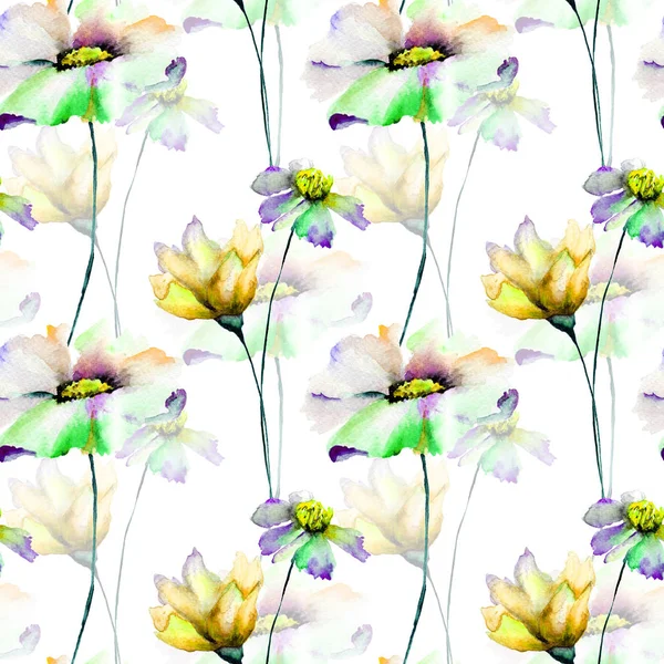 Papier peint sans couture avec des fleurs d'été — Photo