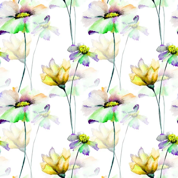 Seamless wallpaper with summer flowers