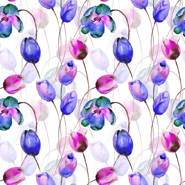 Fondo de pantalla sin costuras con flores tulipanes — Foto de Stock