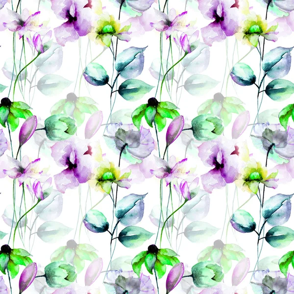 Бесшовный узор со стилизованными цветами — стоковое фото