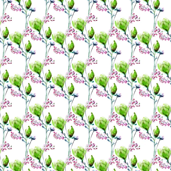 Naadloos Behang Met Originele Bloemen Aquarel Illustratio — Stockfoto